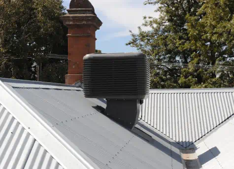 Evaporative Cooler Unit on Roof Installed